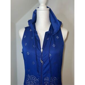 Women’s Blue Swim Coverup Cutout Tank Dress SMALL Ellen Weaver